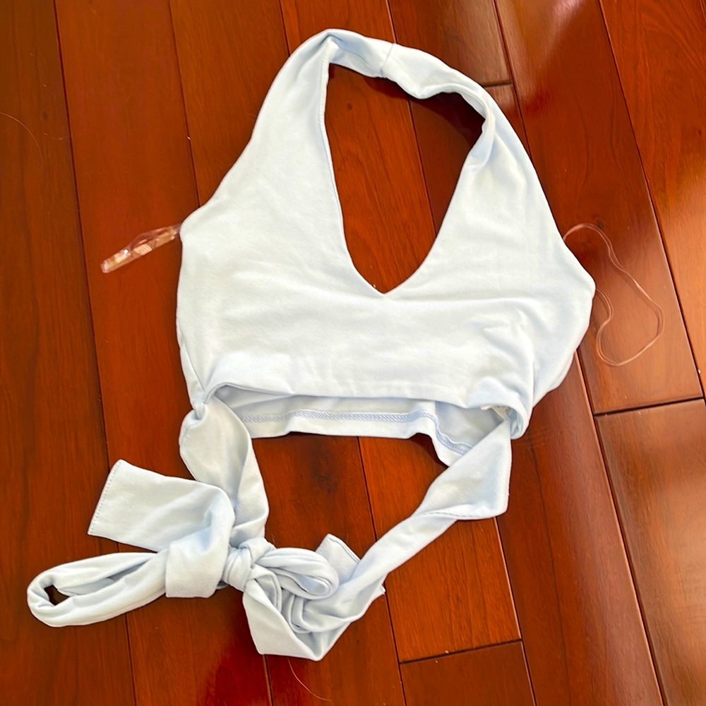 Diosa light blue wrap top